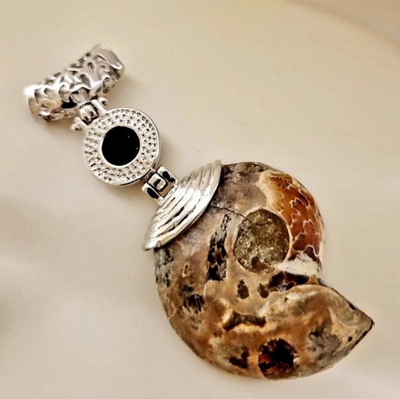 Ammonite/Sandstone Fossil Pendant - Picture 3 of 4